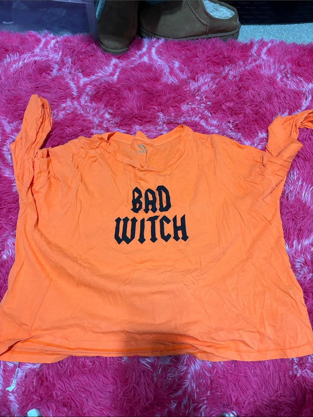 Victorias Secret Pink Halloween Bad Witch Orange Graphic Tee